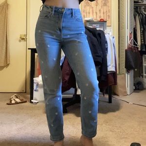 Hollister high rise mom jeans w/ daisy embroidery